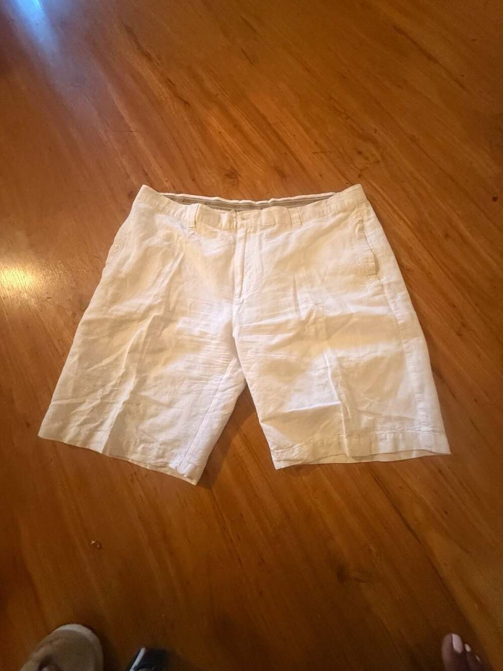 Bohio Men's White Linen-Cotton Blend Flat Front Shorts Size 40 - Picture 5 of 7